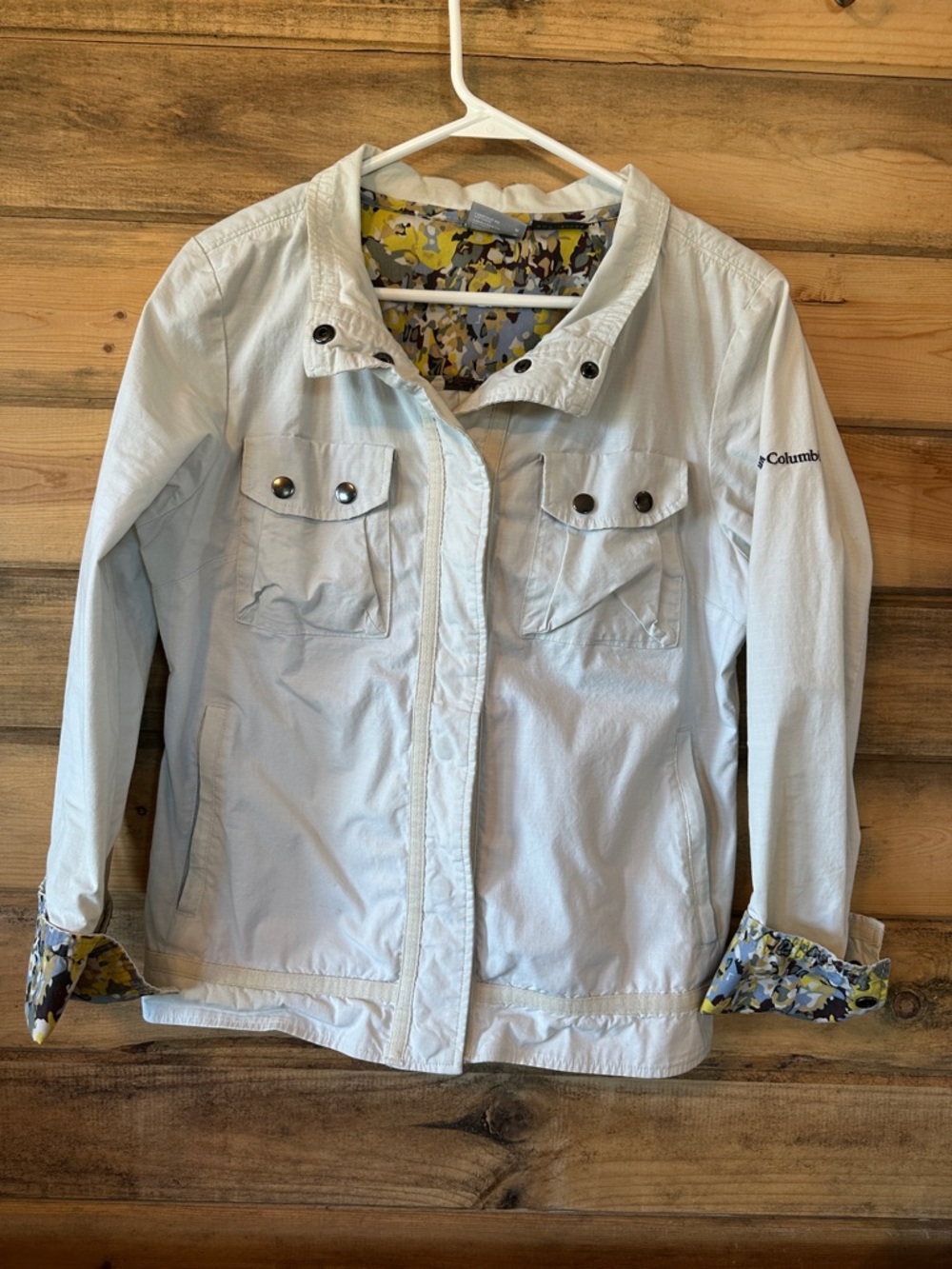 Columbia Women's Light Gray Utility Jacket with Floral Lining